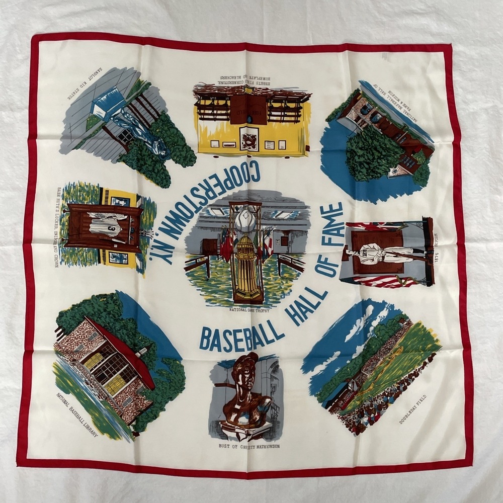 Rare Vintage Baseball Hall of Fame Cooperstown NY Souvenir Scarf NEW 29" USA